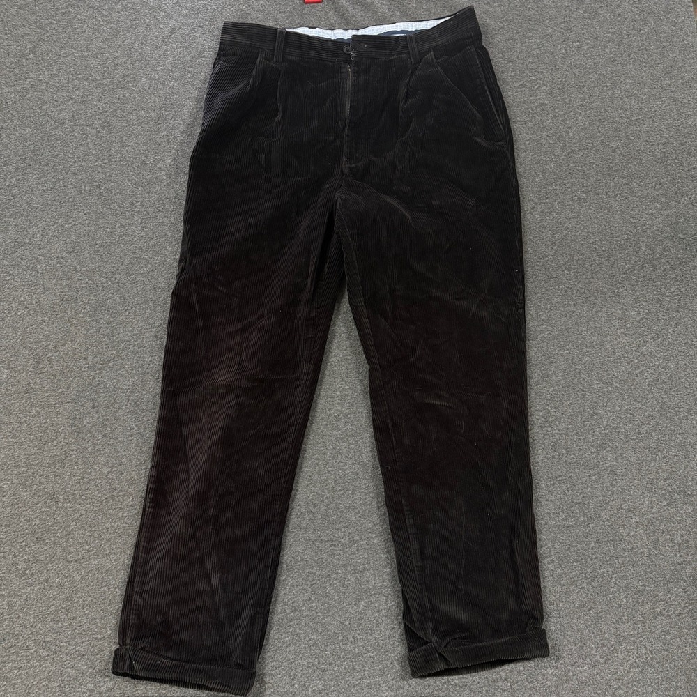 Club Room Corduroy Pants Mens 33x30 Brown Good Pleated Straight Leg Trousers